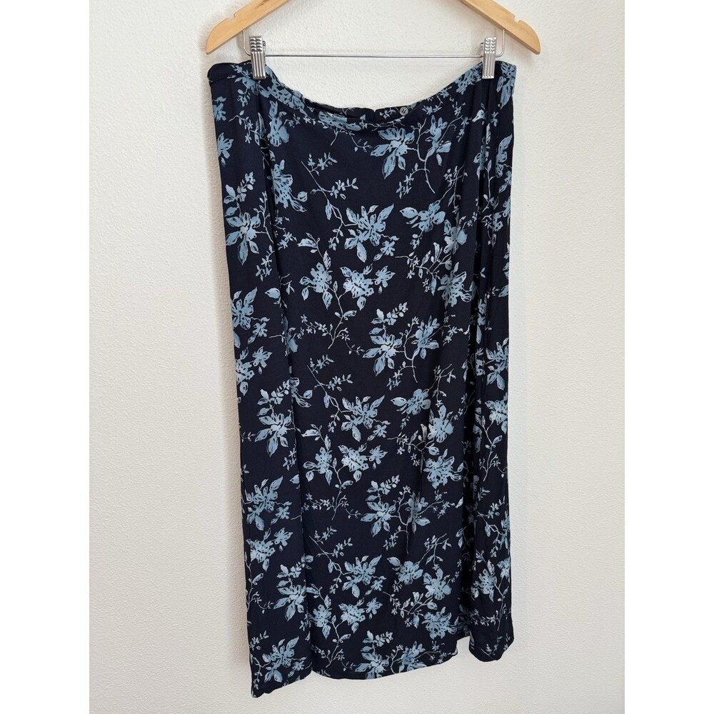 Vintage 90s Y2K Style & Co  Midi Slip Skirt Size 16 Fairycore Blue Floral Rayon